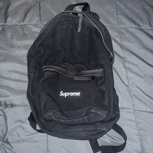 Supreme black canvas backpack